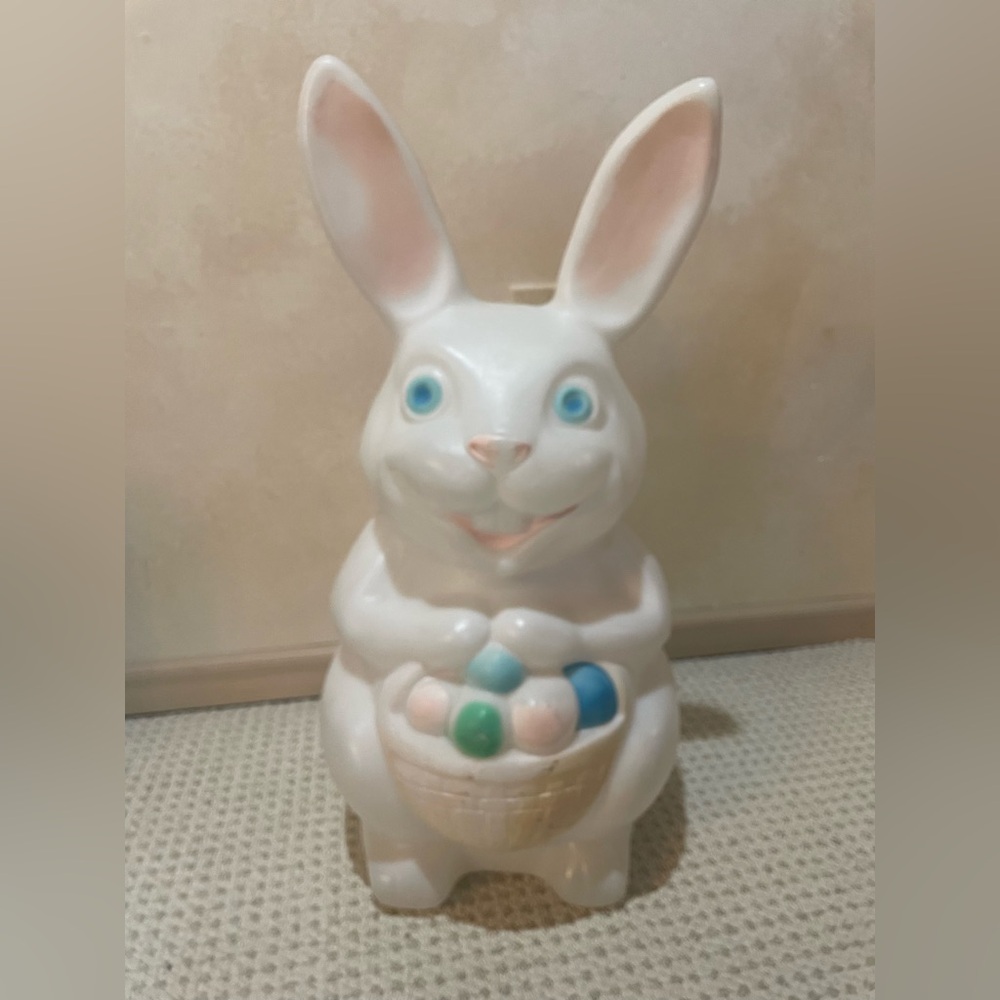 Vintage Easter Bunny Blow Mold With Egg Basket Lighted Empire 22” Yard Decor